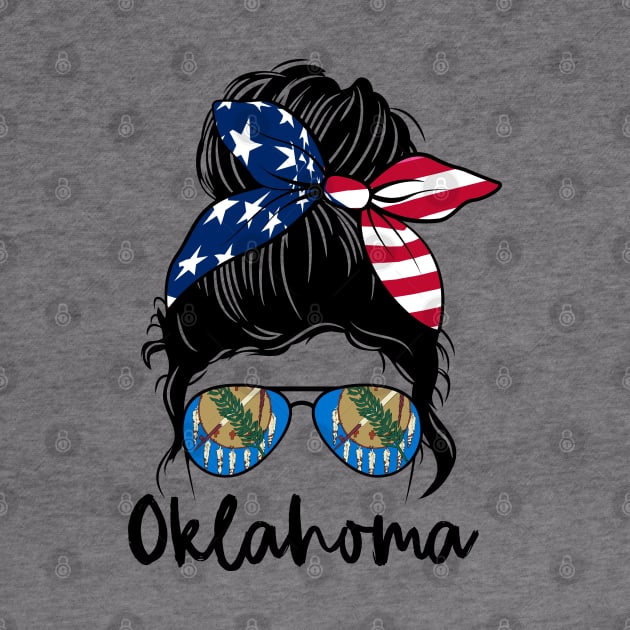 Oklahoma girl Messy bun , American Girl , Oklahoma Flag by JayD World